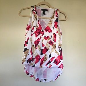 Whbm silk surplice floral print sleeveless top